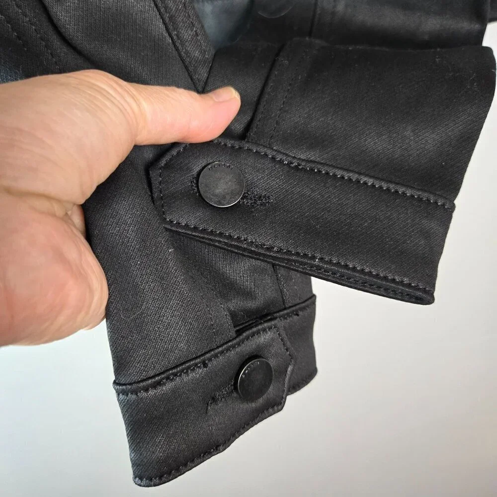 DL1961 Big Kid Girls' Manning Wax Coated Denim Jacket LARGE Black Long Sleeve